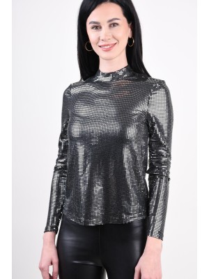 Bluza Dama Vero Moda Kylie Sequins Highneck Black/Silver Sequin